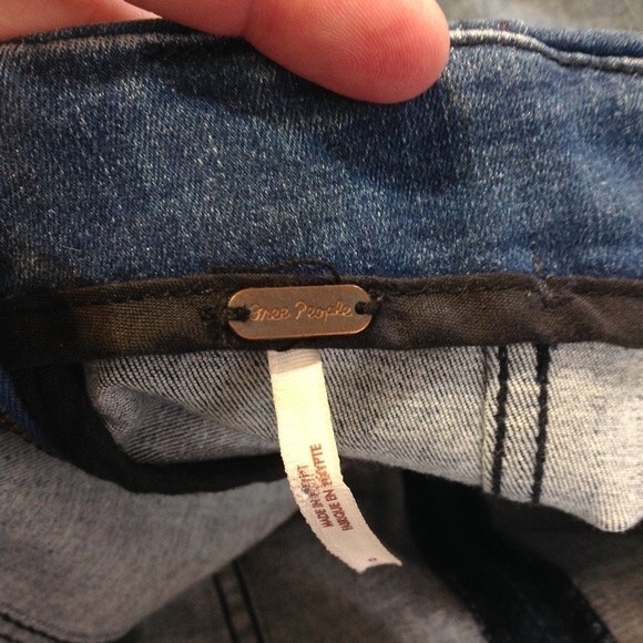 FREE PEOPLE Size 0 Two Toned Modern Femme Stretch Denim Jean Mini Skirt Bohemian - Picture 9 of 12